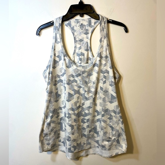 Women’s Athleta Gray and White Razor Back Tank Top Size Medium - Picture 1 of 7
